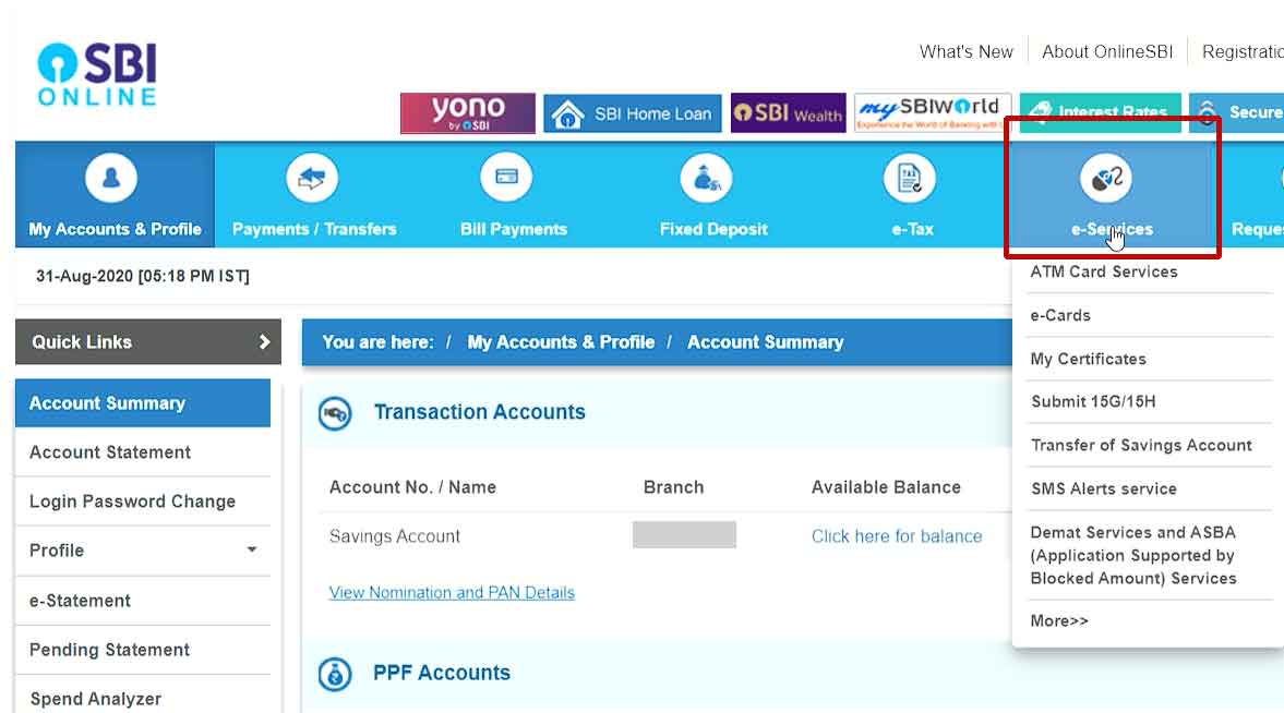 SBI Net-Baning SGB One Time Registration