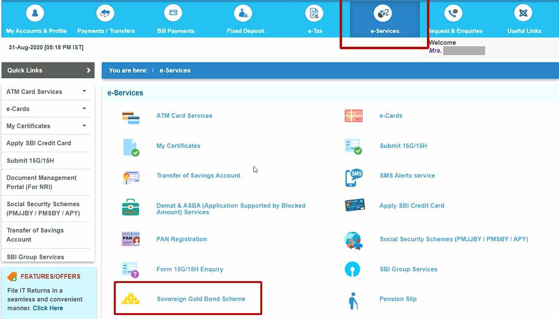 SBI Net-Banking eServices SGB