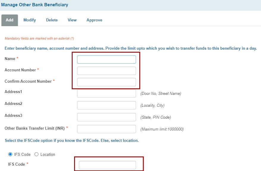 sbi add new beneficiary