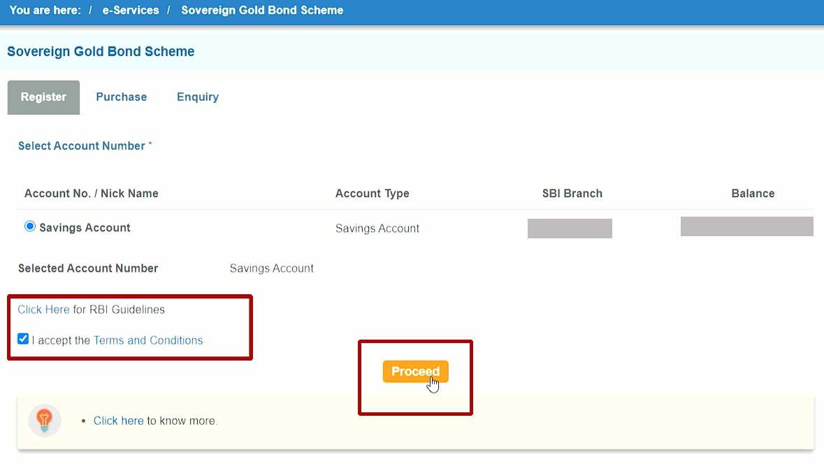 SBI Net-Baning SGB One Time Registration